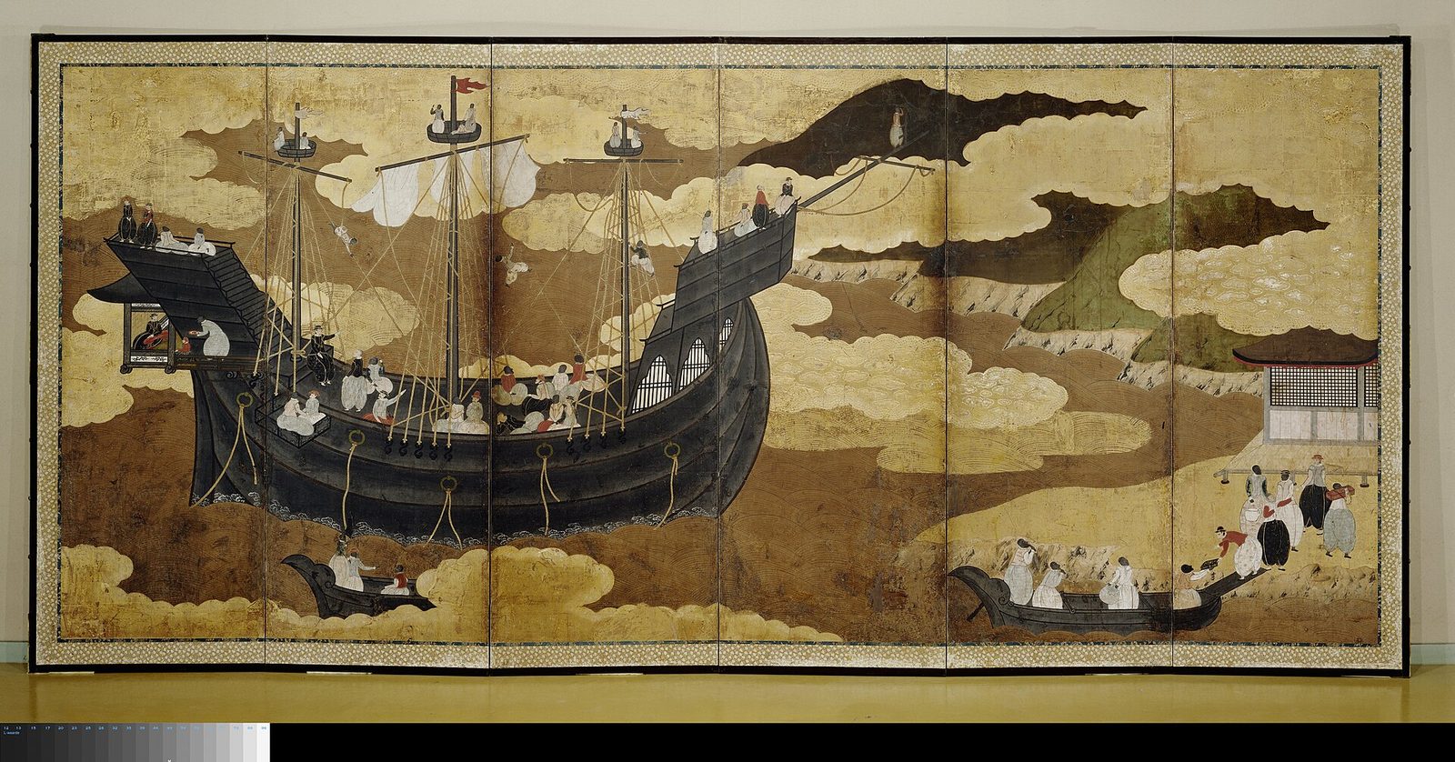 Nanban screen: the arrival of a Portuguese ship, Rijksmuseum version