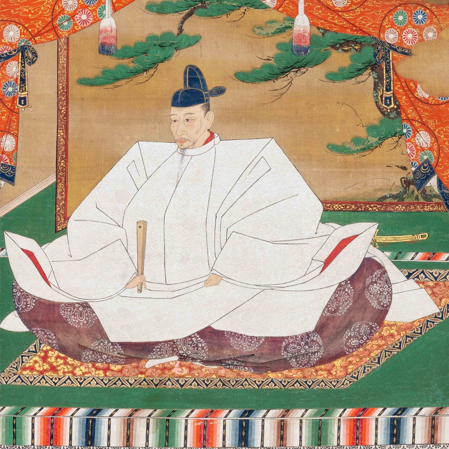 1598年頃、その没年に描かれた豊臣秀吉の肖像。九州を平定した関白であり、1588年に農民から武器を取り上げる刀狩りを命じた人物である